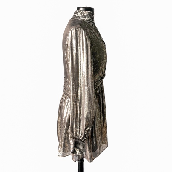Ramy Brook Silk Metallic A- Line Dress Size 8 - Picture 3 of 10